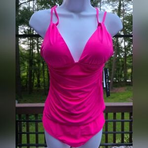 La Blanca New Fuchsia Halter Tankini Swimwear Top, Bottoms, Travel, Resort Wear